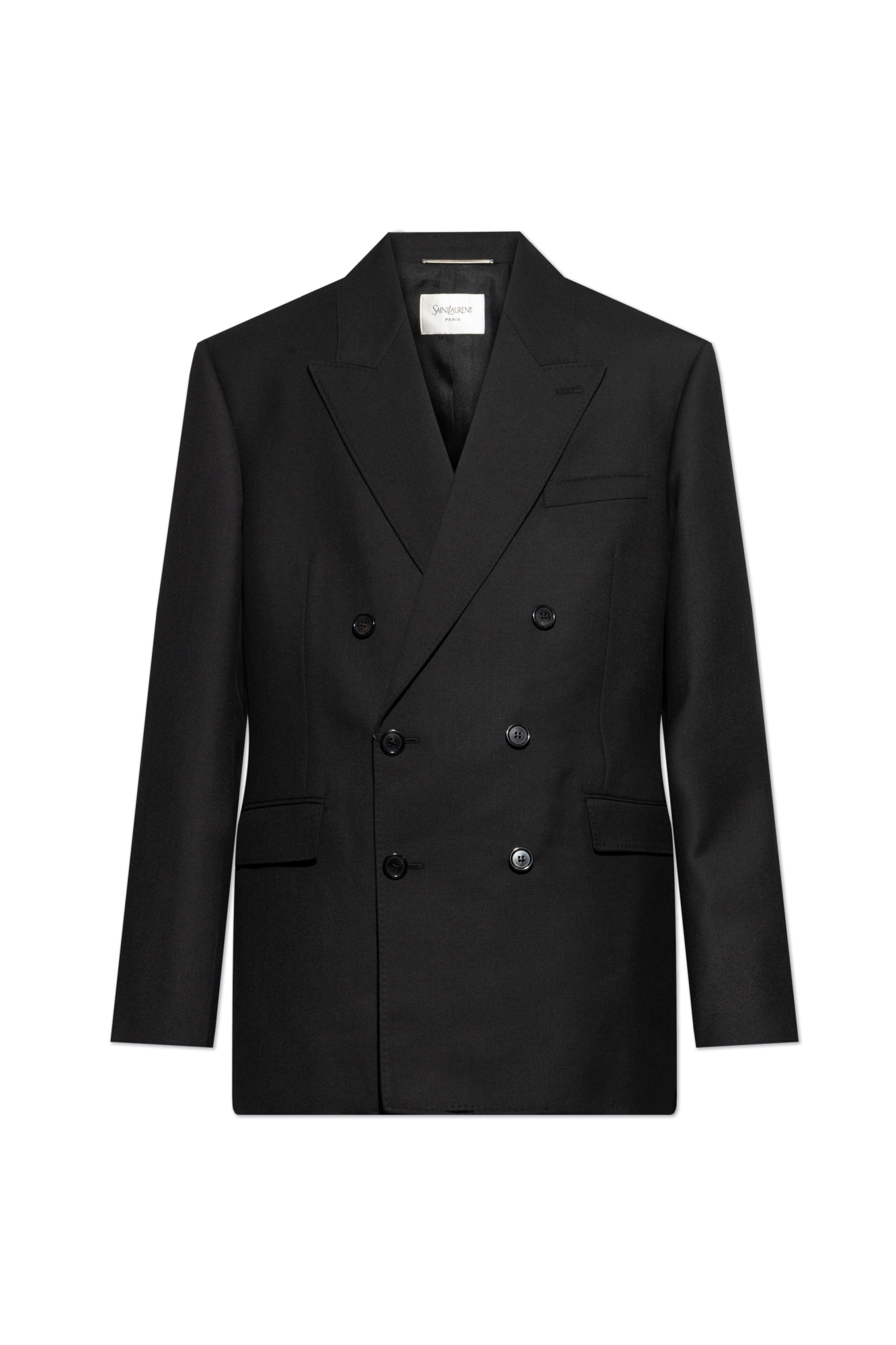 Saint Laurent Double Breast Blazer in Noir | FWRD